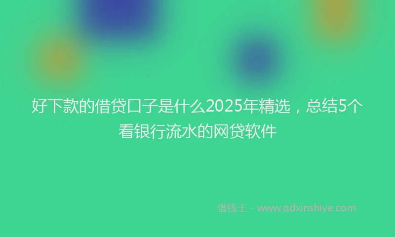 好下款的借贷口子是什么2025年精选，总结5个看银行流水的网贷软件