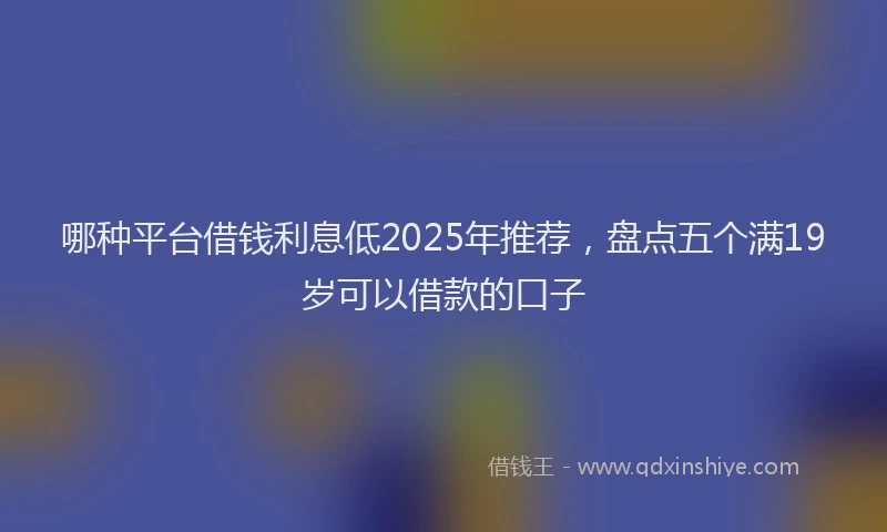 哪种平台借钱利息低2025年推荐，盘点五个满19岁可以借款的口子