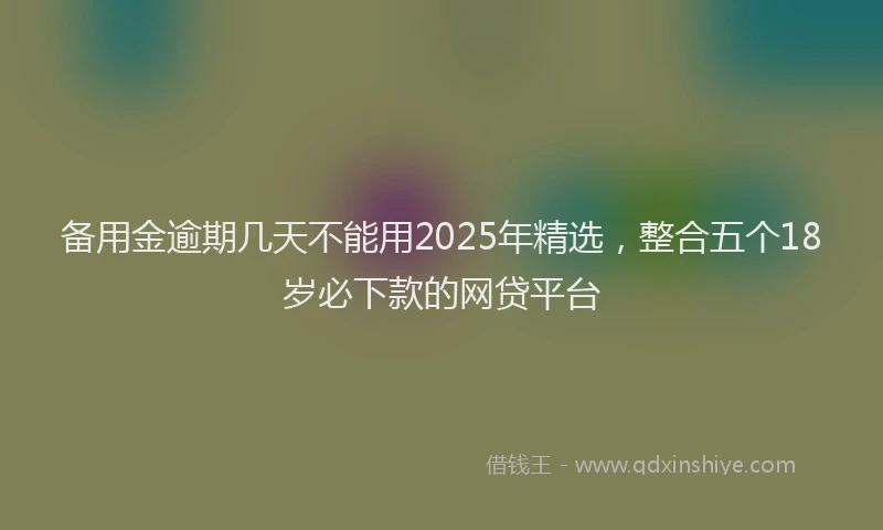备用金逾期几天不能用2025年精选，整合五个18岁必下款的网贷平台