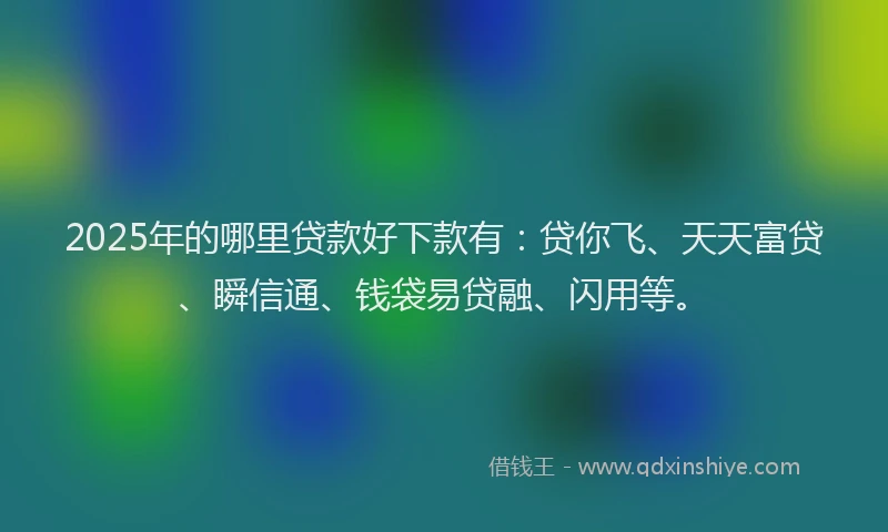 2025年的哪里贷款好下款有：贷你飞、天天富贷、瞬信通、钱袋易贷融、闪用等。