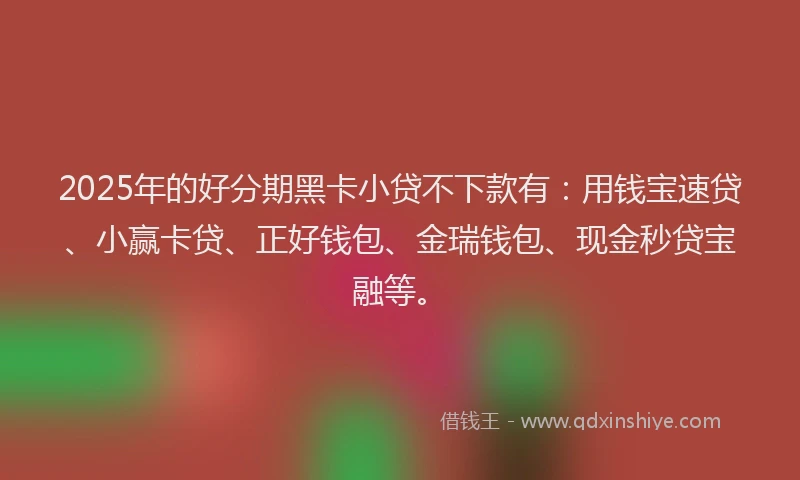 2025年的好分期黑卡小贷不下款有：用钱宝速贷、小赢卡贷、正好钱包、金瑞钱包、现金秒贷宝融等。