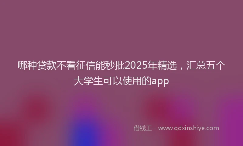 哪种贷款不看征信能秒批2025年精选，汇总五个大学生可以使用的app
