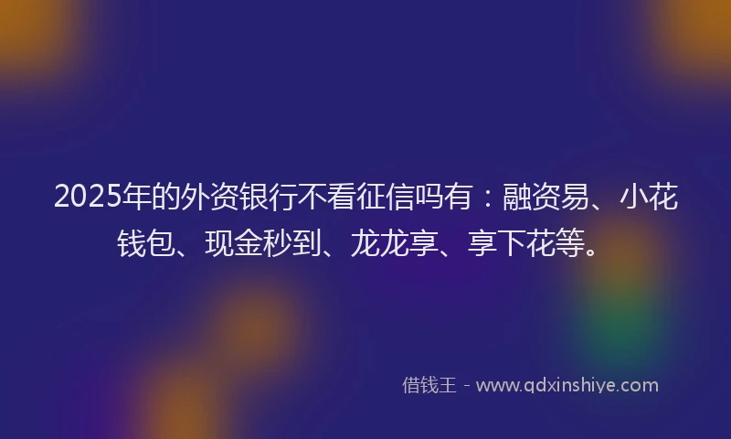 2025年的外资银行不看征信吗有：融资易、小花钱包、现金秒到、龙龙享、享下花等。