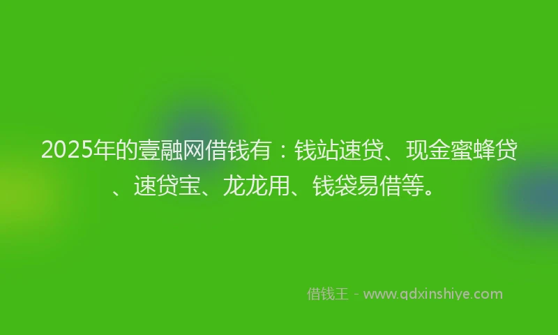 2025年的壹融网借钱有：钱站速贷、现金蜜蜂贷、速贷宝、龙龙用、钱袋易借等。