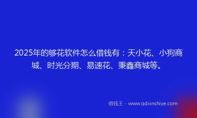 2025年的够花软件怎么借钱有：天小花、小狗商城、时光分期、易速花、秉鑫商城等。