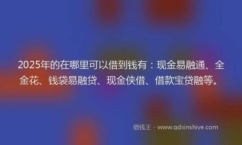2025年的在哪里可以借到钱有：现金易融通、全金花、钱袋易融贷、现金侠借、借款宝贷融等。