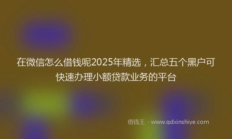 在微信怎么借钱呢2025年精选，汇总五个黑户可快速办理小额贷款业务的平台