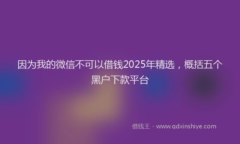因为我的微信不可以借钱2025年精选，概括五个黑户下款平台