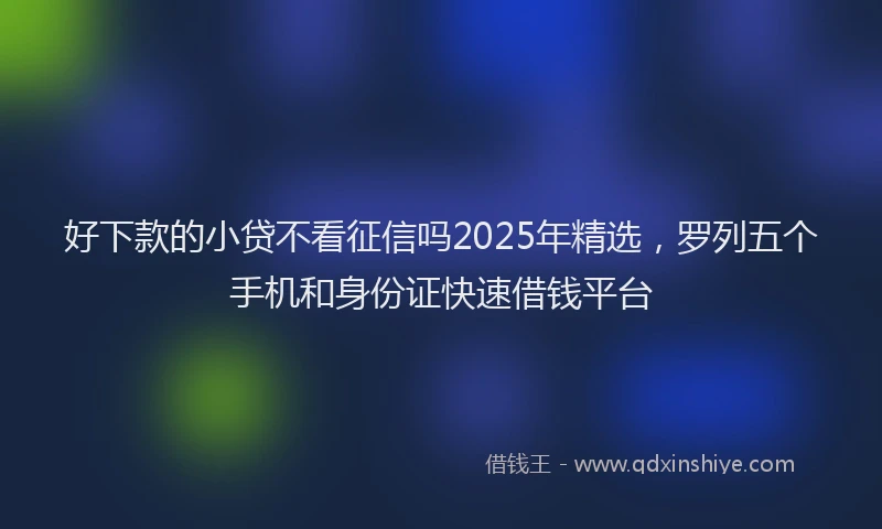 好下款的小贷不看征信吗2025年精选，罗列五个手机和身份证快速借钱平台