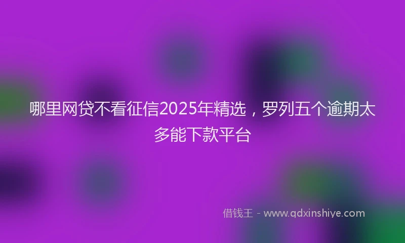 哪里网贷不看征信2025年精选，罗列五个逾期太多能下款平台