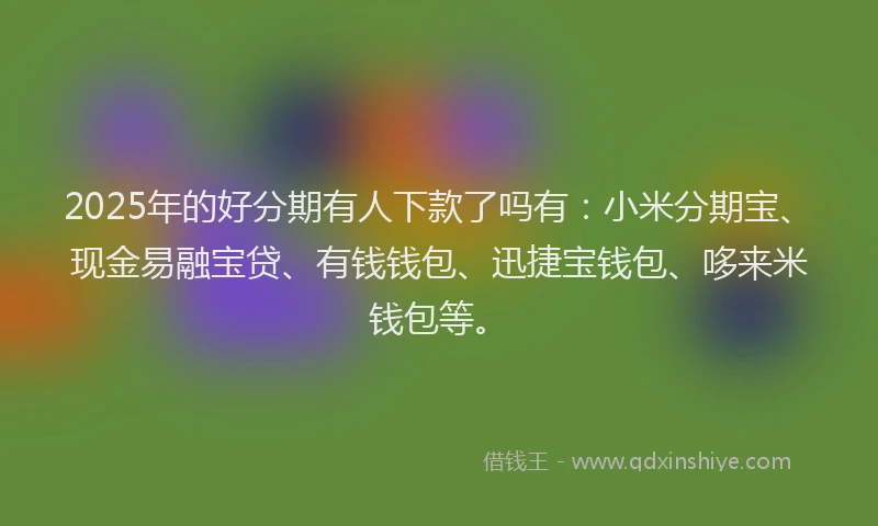 2025年的好分期有人下款了吗有：小米分期宝、现金易融宝贷、有钱钱包、迅捷宝钱包、哆来米钱包等。