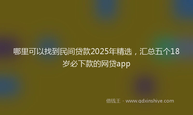 哪里可以找到民间贷款2025年精选，汇总五个18岁必下款的网贷app