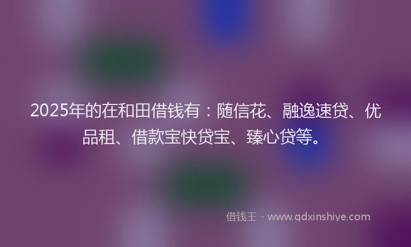 2025年的在和田借钱有：随信花、融逸速贷、优品租、借款宝快贷宝、臻心贷等。