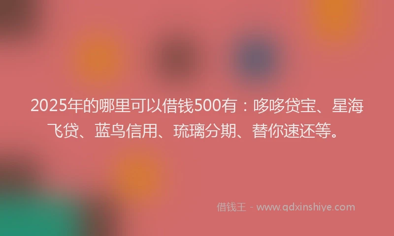 2025年的哪里可以借钱500有：哆哆贷宝、星海飞贷、蓝鸟信用、琉璃分期、替你速还等。