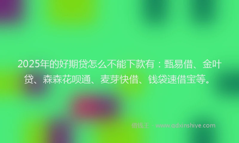 2025年的好期贷怎么不能下款有：甄易借、金叶贷、森森花呗通、麦芽快借、钱袋速借宝等。