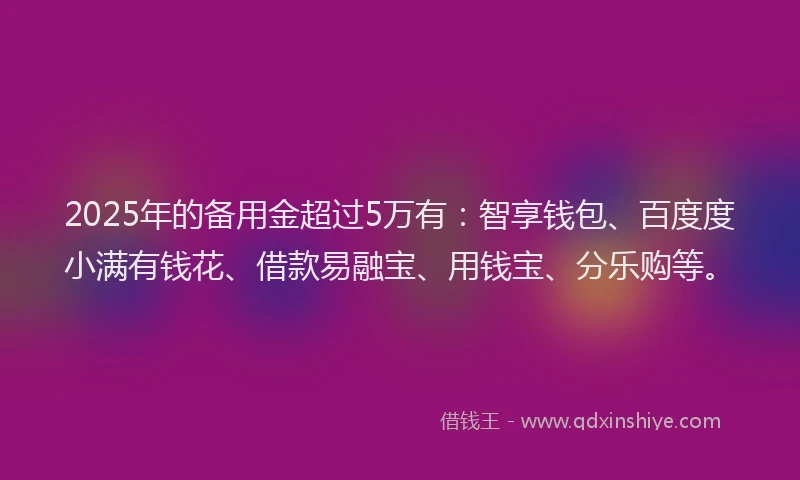 2025年的备用金超过5万有：智享钱包、百度度小满有钱花、借款易融宝、用钱宝、分乐购等。