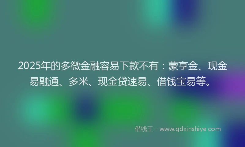 2025年的多微金融容易下款不有：蒙享金、现金易融通、多米、现金贷速易、借钱宝易等。