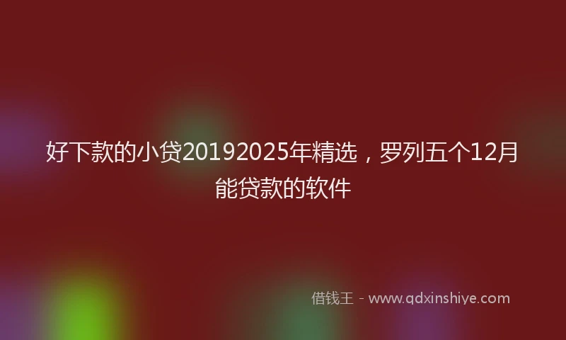好下款的小贷20192025年精选，罗列五个12月能贷款的软件