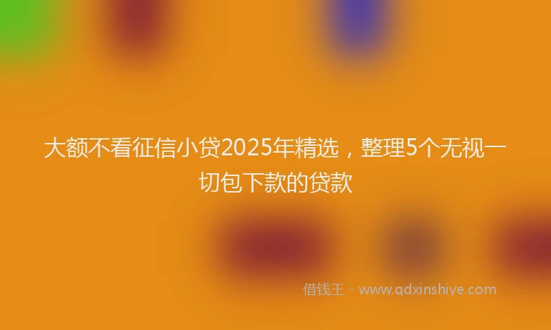 大额不看征信小贷2025年精选，整理5个无视一切包下款的贷款