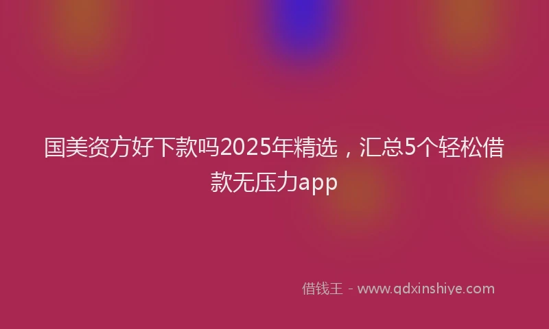 国美资方好下款吗2025年精选，汇总5个轻松借款无压力app