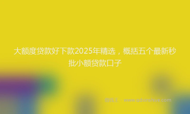 大额度贷款好下款2025年精选，概括五个最新秒批小额贷款口子