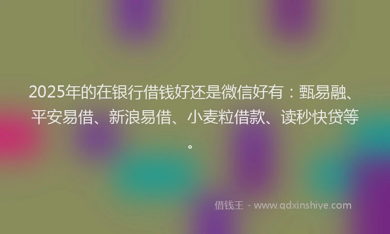 2025年的在银行借钱好还是微信好有：甄易融、平安易借、新浪易借、小麦粒借款、读秒快贷等。