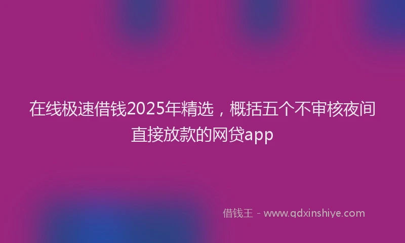 在线极速借钱2025年精选，概括五个不审核夜间直接放款的网贷app