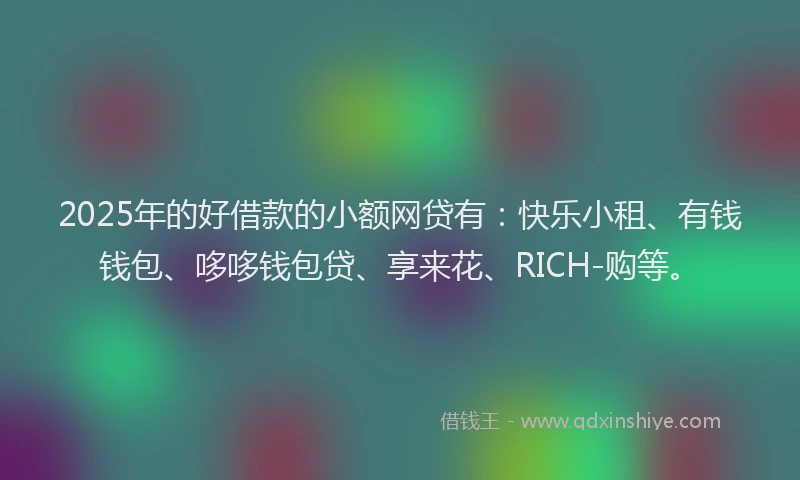 2025年的好借款的小额网贷有：快乐小租、有钱钱包、哆哆钱包贷、享来花、RICH-购等。