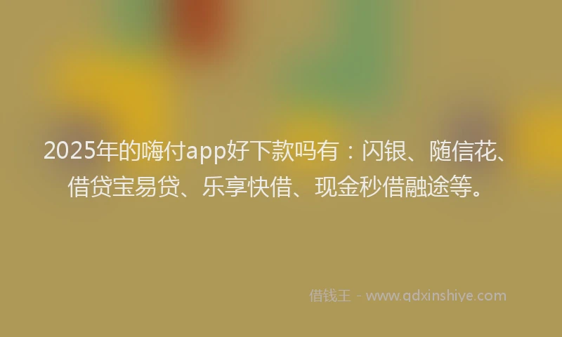 2025年的嗨付app好下款吗有：闪银、随信花、借贷宝易贷、乐享快借、现金秒借融途等。