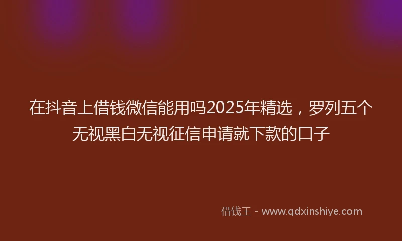 在抖音上借钱微信能用吗2025年精选，罗列五个无视黑白无视征信申请就下款的口子