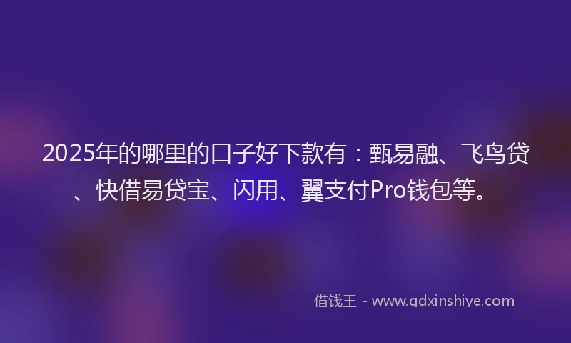2025年的哪里的口子好下款有：甄易融、飞鸟贷、快借易贷宝、闪用、翼支付Pro钱包等。