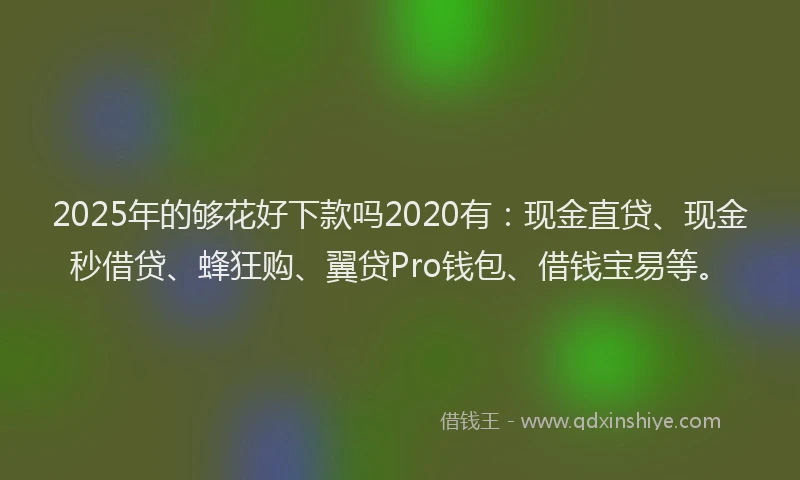 2025年的够花好下款吗2020有：现金直贷、现金秒借贷、蜂狂购、翼贷Pro钱包、借钱宝易等。