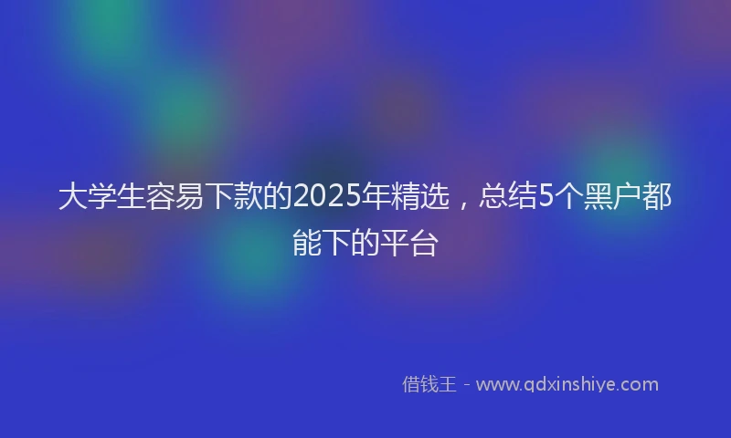 大学生容易下款的2025年精选，总结5个黑户都能下的平台