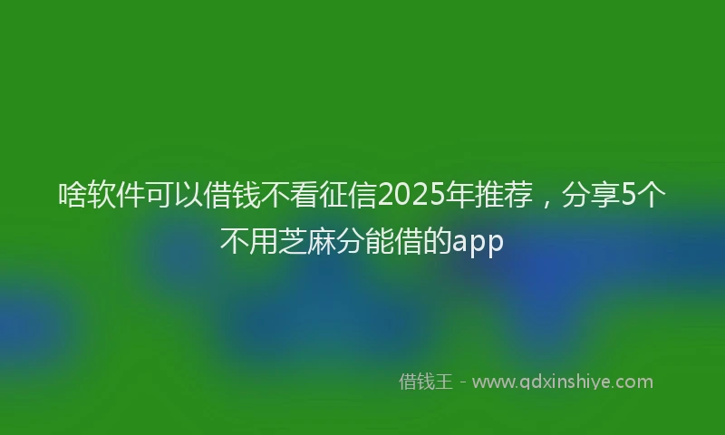 啥软件可以借钱不看征信2025年推荐，分享5个不用芝麻分能借的app