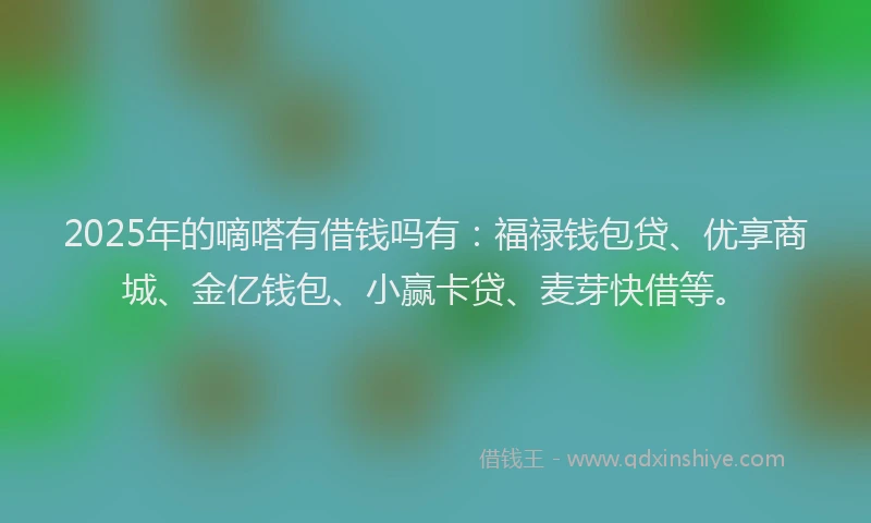 2025年的嘀嗒有借钱吗有：福禄钱包贷、优享商城、金亿钱包、小赢卡贷、麦芽快借等。