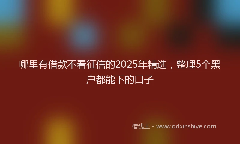 哪里有借款不看征信的2025年精选，整理5个黑户都能下的口子