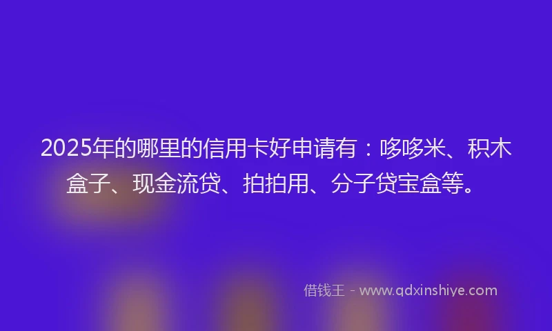 2025年的哪里的信用卡好申请有：哆哆米、积木盒子、现金流贷、拍拍用、分子贷宝盒等。