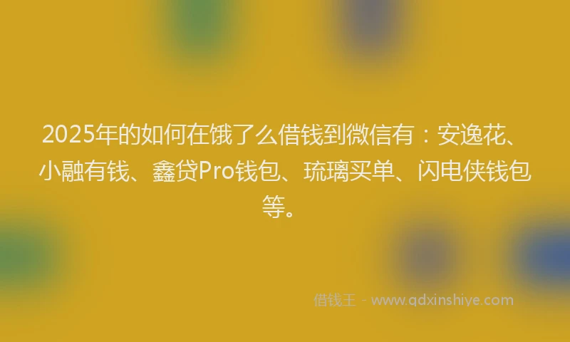 2025年的如何在饿了么借钱到微信有：安逸花、小融有钱、鑫贷Pro钱包、琉璃买单、闪电侠钱包等。