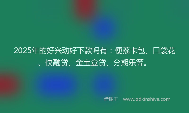2025年的好兴动好下款吗有：便荔卡包、口袋花、快融贷、金宝盒贷、分期乐等。