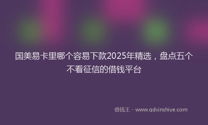 国美易卡里哪个容易下款2025年精选，盘点五个不看征信的借钱平台