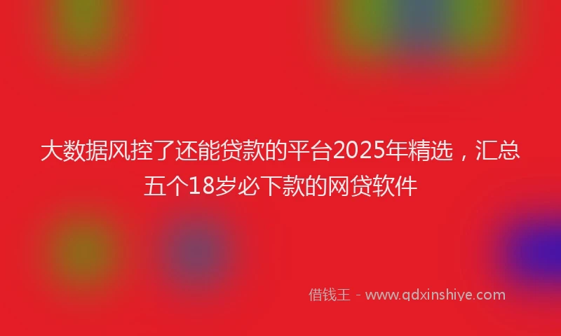 大数据风控了还能贷款的平台2025年精选，汇总五个18岁必下款的网贷软件