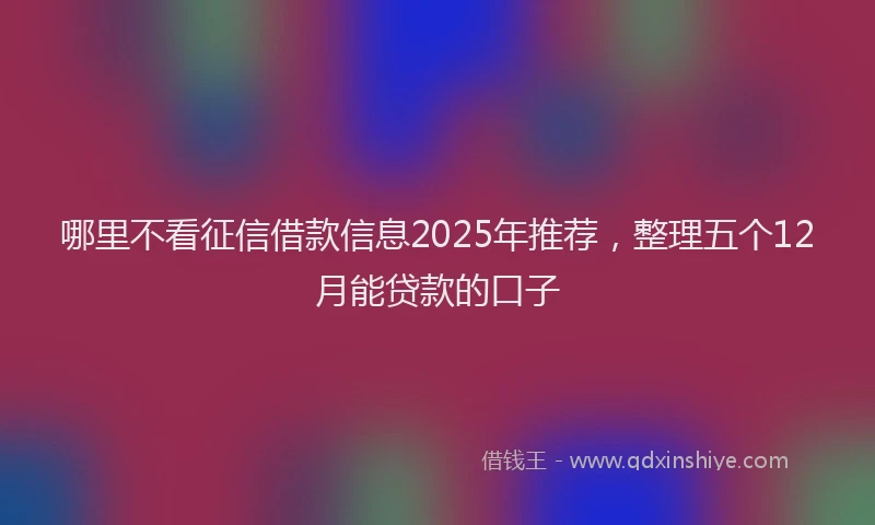 哪里不看征信借款信息2025年推荐，整理五个12月能贷款的口子