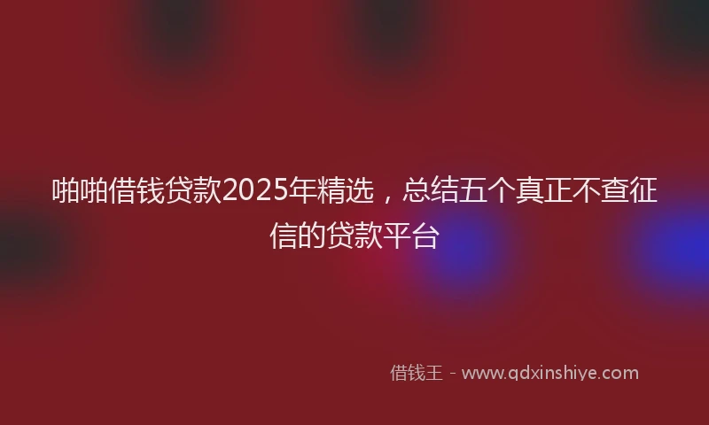 啪啪借钱贷款2025年精选，总结五个真正不查征信的贷款平台
