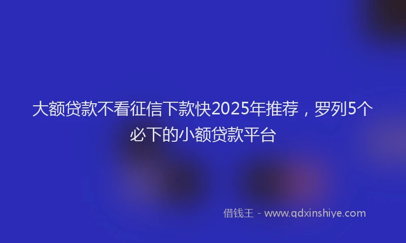 大额贷款不看征信下款快2025年推荐，罗列5个必下的小额贷款平台