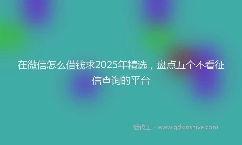 在微信怎么借钱求2025年精选，盘点五个不看征信查询的平台