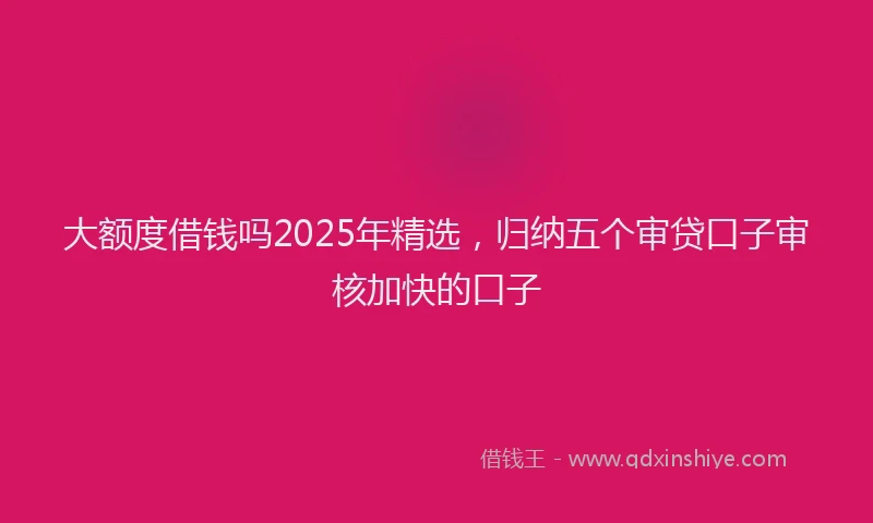 大额度借钱吗2025年精选，归纳五个审贷口子审核加快的口子