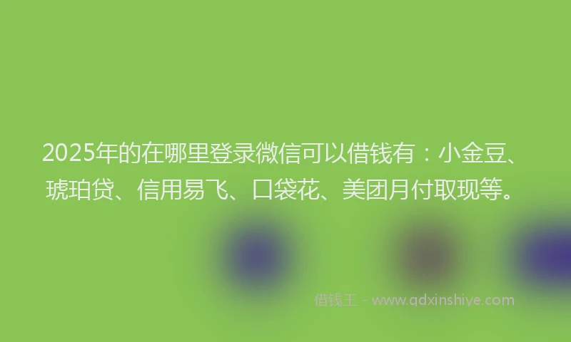 2025年的在哪里登录微信可以借钱有：小金豆、琥珀贷、信用易飞、口袋花、美团月付取现等。