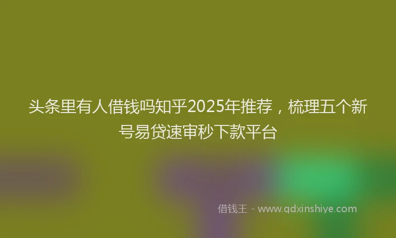 头条里有人借钱吗知乎2025年推荐，梳理五个新号易贷速审秒下款平台