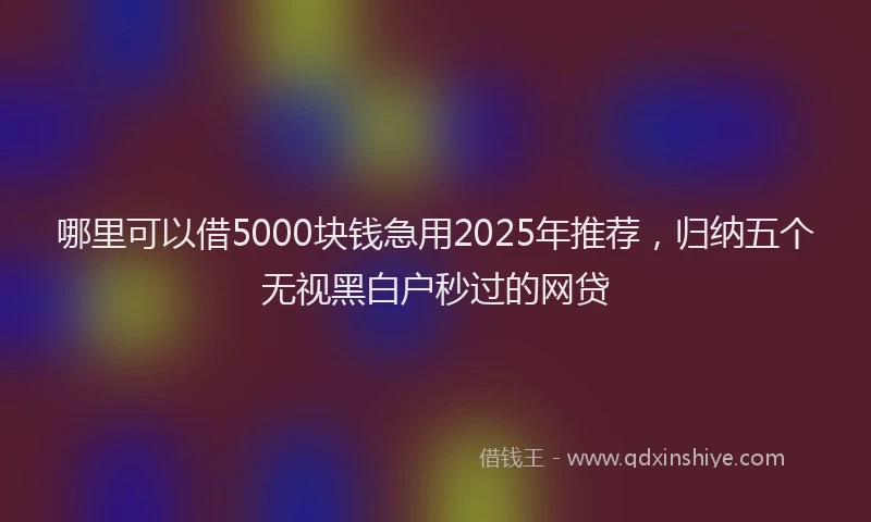 哪里可以借5000块钱急用2025年推荐，归纳五个无视黑白户秒过的网贷
