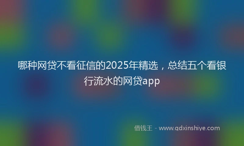 哪种网贷不看征信的2025年精选，总结五个看银行流水的网贷app